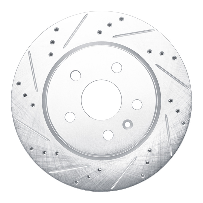 Buick Allure Brake Rotor (1) - Rear Left - R1 Concepts - Drilled & Slotted - Silver - `10-`25